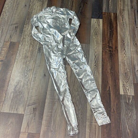 Kepblom Girls Shiny Metallic Mock Neck Unitard Long Sleeve Bodysuit Costume, NWT - Picture 6 of 9